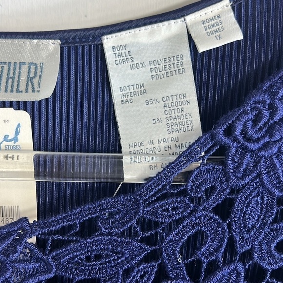 NWT Together Long Sleeve Ribbed Bodysuit Crochet Design Blue Women Size 1X - Picture 4 of 9